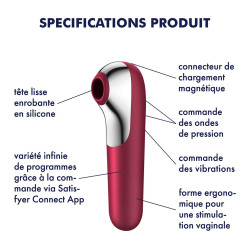 Satisfyer Stimulateur de clitoris + Vibromasseur Dual Love Rouge
